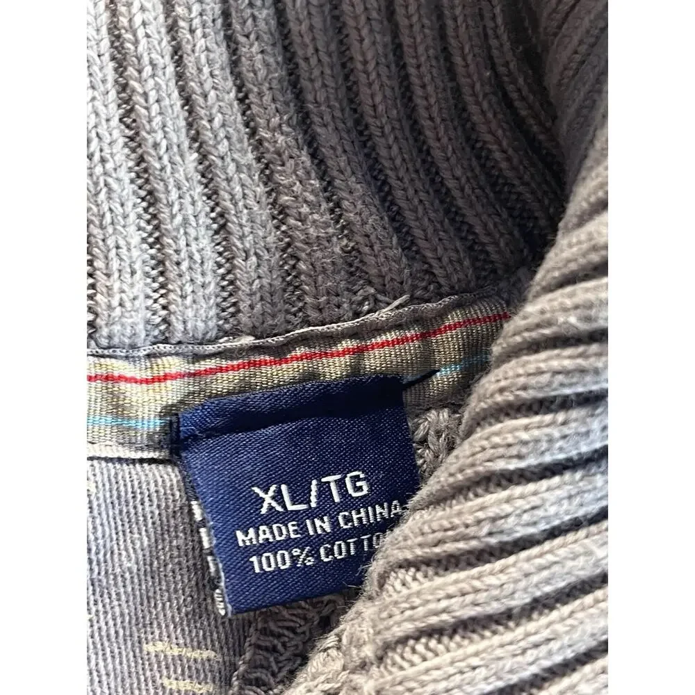Tommy Bahama Men’s XL Gray Waffle Knit 1/4 Zip Cotton Mock Neck Sweater Pullover